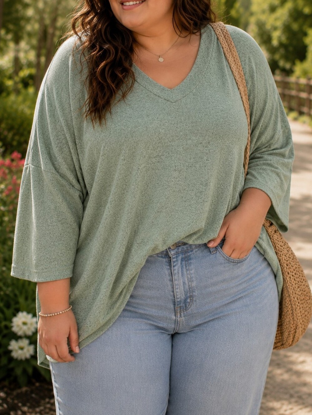 NWT Wasabi Concept Sage Green Soft Plus Size Sweater | Oversized Cozy Minimalist
